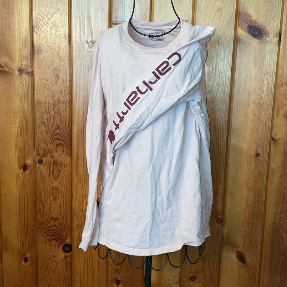 Carhartt Womens long sleeve shirt pink/burgendy size small western country top - Picture 1 of 5